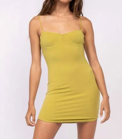 Shop Sky To Moon Caro Mini Dress In Olive Eyes In Yellow
