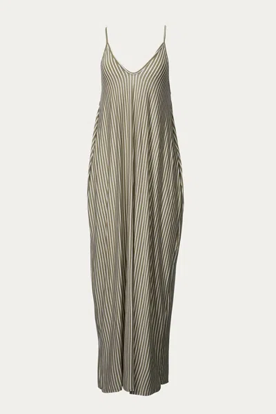 Shop Black Iris Striped Stretch-modal Jersey Maxi Dress In Mocha/white