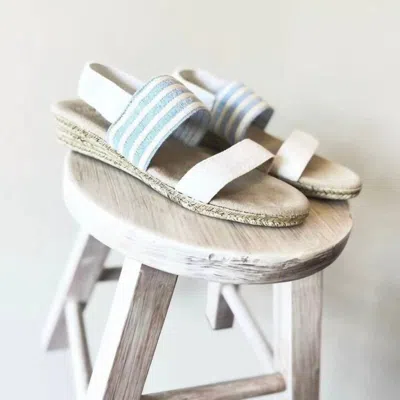 Shop Charleston Shoe Co. Linen Celestial Sandal In White/blue