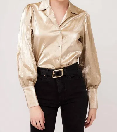 Shop Fifteen Twenty Kira Button Up Shirt In Gold Dust
