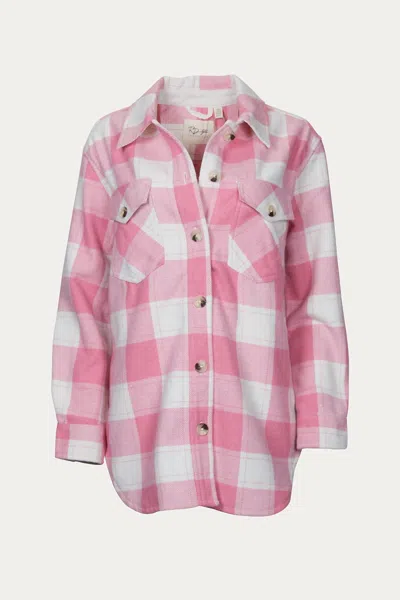 Shop Rd Style Oversized Checked Shirt Jacket In Barbie Pink