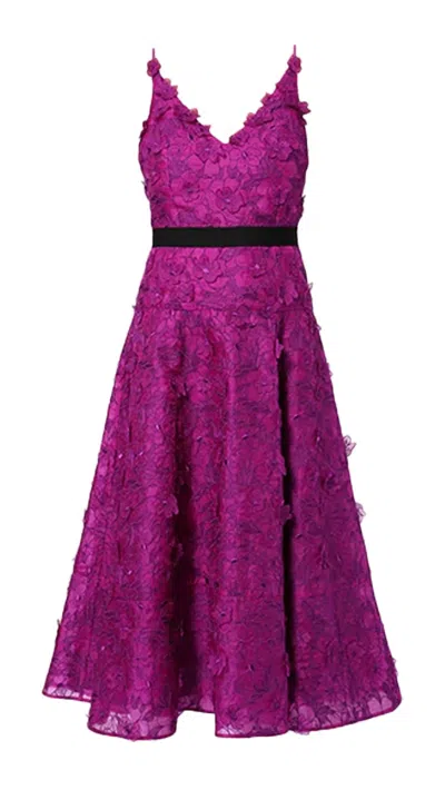 Shop Erdem Donna Cutwork Organza Dress In Purple In Pink