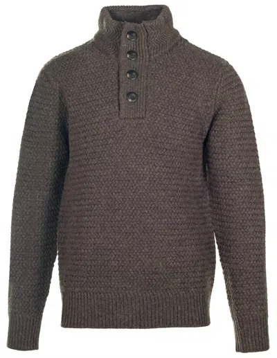Shop Schott Men's Funnel Neck Military Sweater In Coffee In Grey