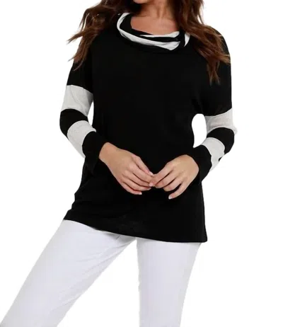 Angel Striped Cowl Neck Sweater In Black Multi