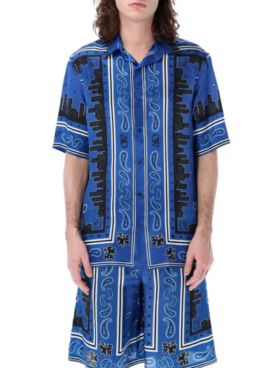 Shop Off-white Bandana Bowling Shirt In Royal Blue