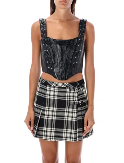 Shop Alessandra Rich Patent Leather Bustier Top In Black