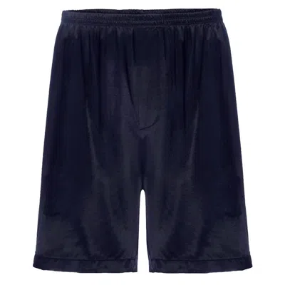 Shop Pj Harlow Adam Satin Boxer With Faux Fly In Navy In Black