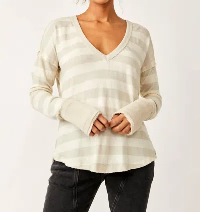 Shop Free People Sail Away Long Sleeve Tee In Natural Combo In Yellow