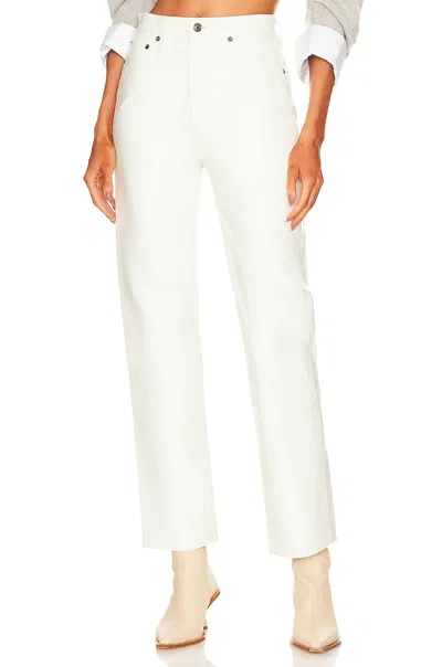 Shop Agolde 90's Pinch Waist Leather Jeans In Lace In White