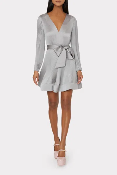 Shop Milly Liv Solid Pleat Dress In Silver In Grey