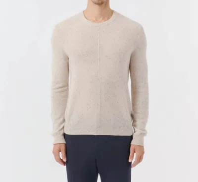 Shop Atm Anthony Thomas Melillo Donegal Cashmere Exposed Seam Crew Neck Sweater In Chalk Multi In Beige
