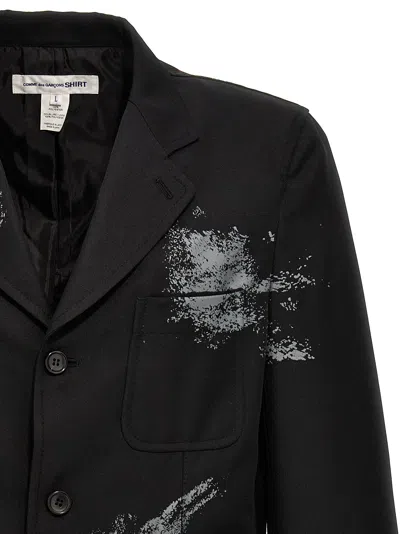 Shop Comme Des Garçons Shirt Printed Single-breasted Blazer Black