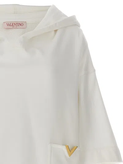 Shop Valentino Garavani Logo Hoodie Sweatshirt White