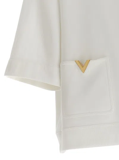 Shop Valentino Garavani Logo Hoodie Sweatshirt White
