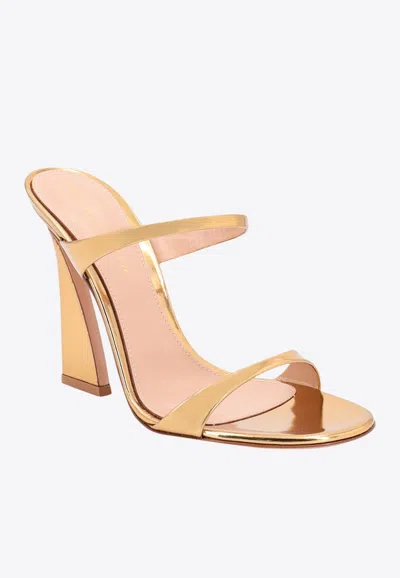 Shop Gianvito Rossi Aura 115 Double-strap Leather Mules In Gold