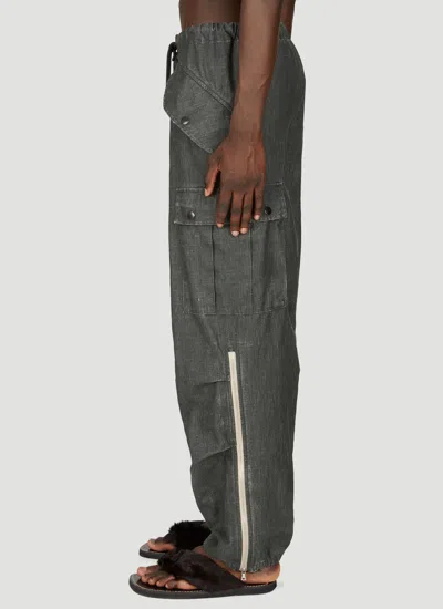 Shop Dries Van Noten Men Linen Cargo Pants In Gray