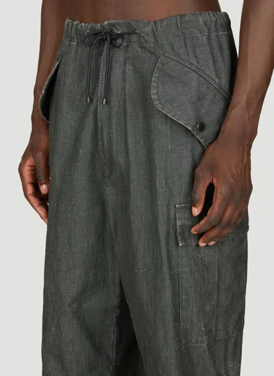 Shop Dries Van Noten Men Linen Cargo Pants In Gray
