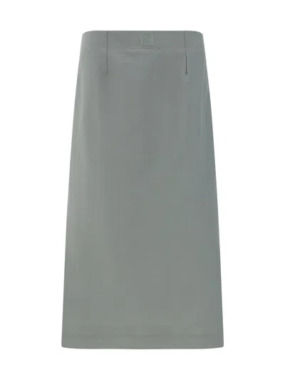 Fendi Light Grey Mohair Blend Skirt In Multicolor