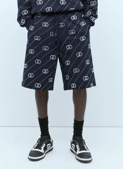 Shop Gucci Men Crystal Interlocking G Shorts In Black