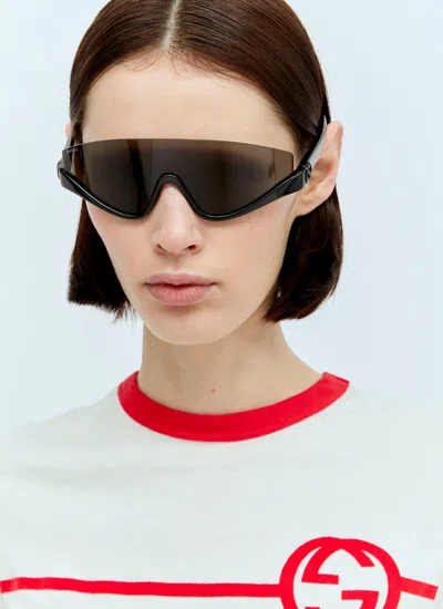 Shop Gucci Women Gg1650s Mask Sunglasses In Black