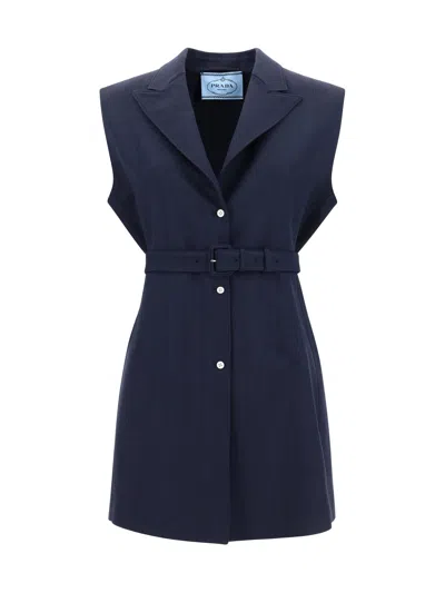 Shop Prada Women Oversized Vest In Blue