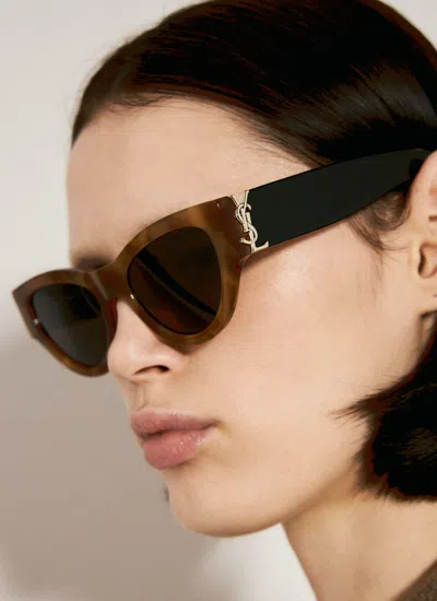 Shop Saint Laurent Women Sl M94 Tortoiseshell Sunglasses In Brown