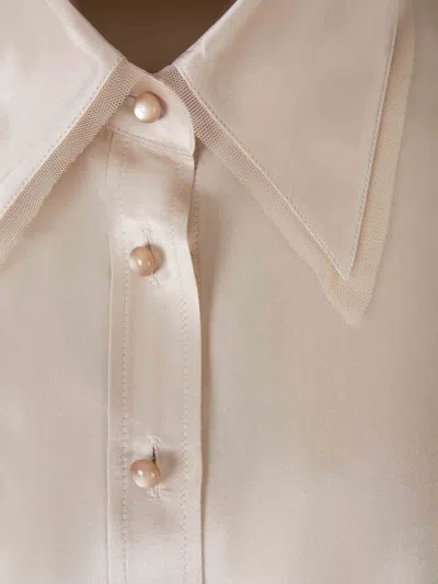 Shop Acne Studios Tulle And Silk Shirt In Beige