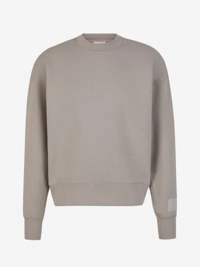 Shop Ami Alexandre Mattiussi Ami Paris Logo Patch Sweatshirt In Stone Grey