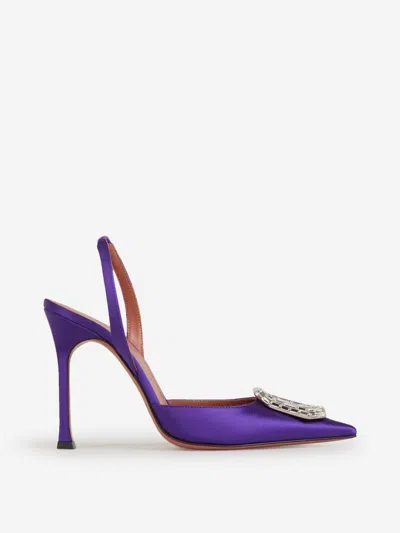 Shop Amina Muaddi Camelia Sling Shoes In Purple