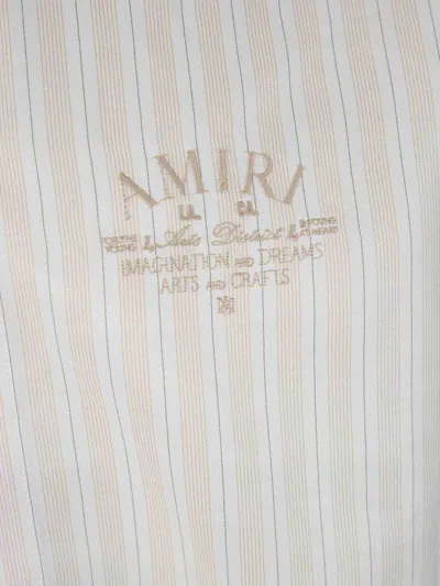 Shop Amiri Striped Logo Shirt In Beige