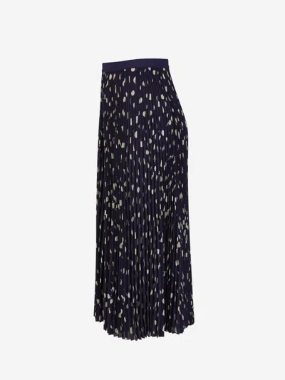 Shop Balenciaga Midi Pleated Skirt In Midnight Blue