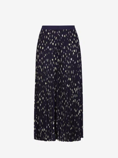 Shop Balenciaga Midi Pleated Skirt In Midnight Blue