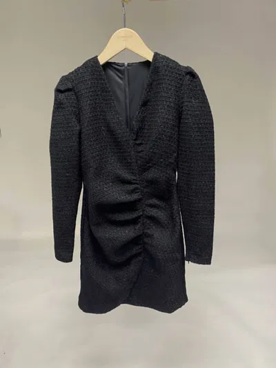 Shop Berenice Tweed Sparkle Mini Dress In Black In Grey
