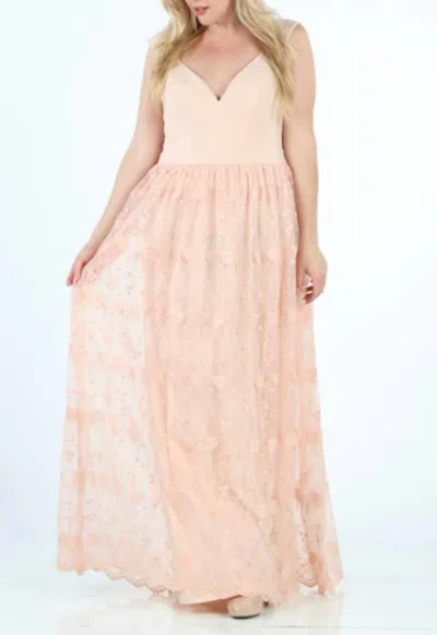 Shop Maniju Lace Maxi Dress In Blush In Beige