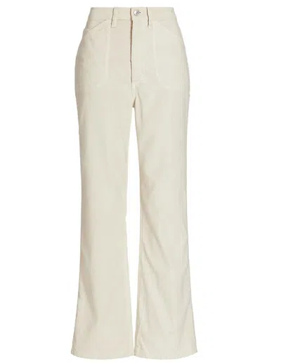 Shop Re/done Women 70s Pocket Loose Flare Pants Corduroy In Off White In Beige