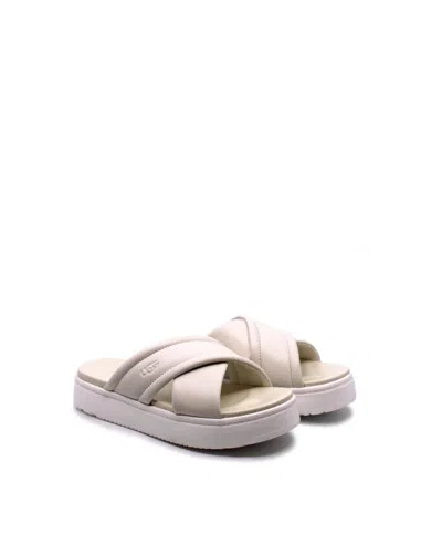 Shop Ugg Zayne Crossband Jasmine Platform Sandals In White In Grey