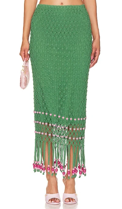 Shop The Wolf Gang Reis Macrame Skirt In 翠绿色