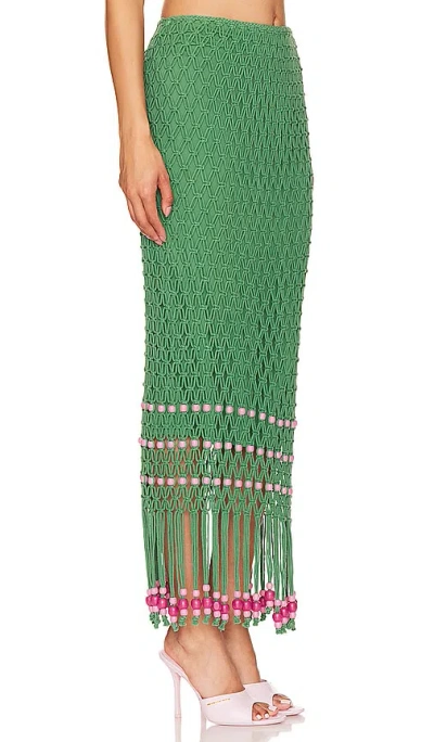 The Wolf Gang Reis Macrame Skirt In 翠绿色