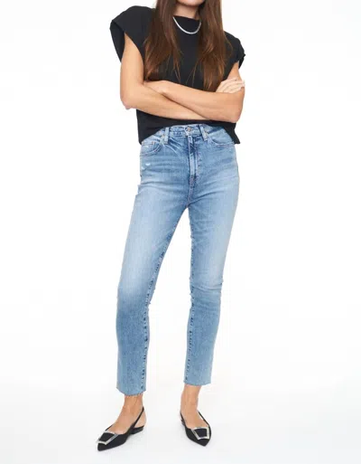 Pistola Kate Distressed Raw Hem Ankle Straight Leg Jeans In Blue