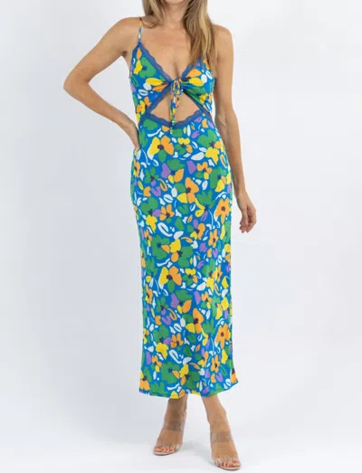 Shop Blue Blush Siggi Cutout Floral Maxi Dress In Green Multi