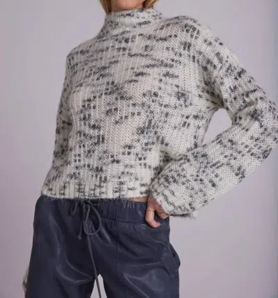 Shop Bella Dahl Space Dye Mock Neck Sweater In Winter White And Black In Beige