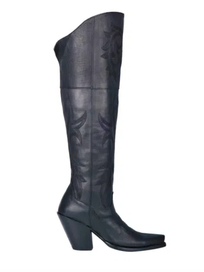 Shop Dan Post Jilted Knee High Leather Boots In Black In Grey