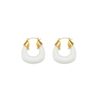 Hjane Jewels Elanor Hoops Earrings In Clear In Gold
