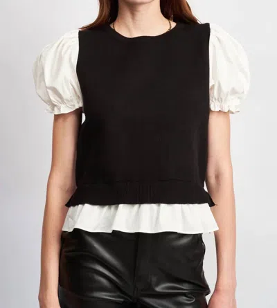 Shop En Saison Lucy Combo Sweater In Black/white