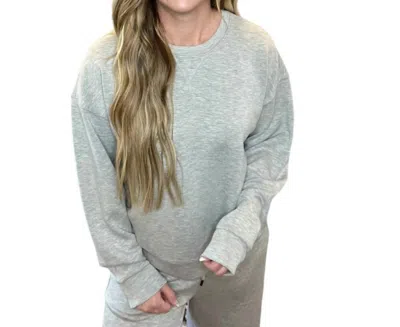 Shop Ocean Drive Darby Cloud Fleece Crewneck Top In Heather Grey In Green