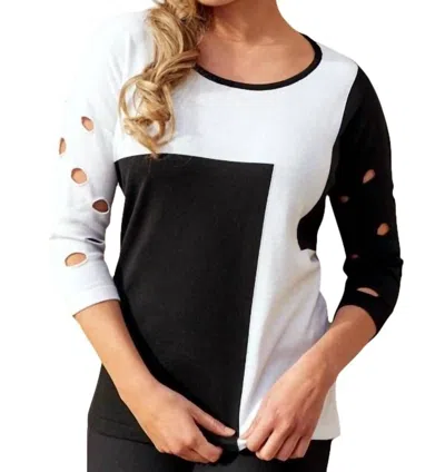 Shop Angel Color Block Crew Sweater In Black/white