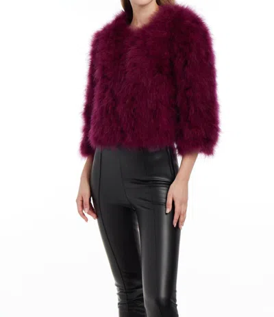 Shop Patty Kim Bianca Feather Coat In Bordeaux In Red