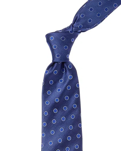Shop Canali Blue Dot Silk Tie