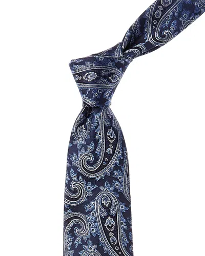 Shop Canali Blue Paisley Silk Tie