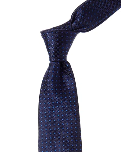 Shop Canali Navy Silk Tie In Blue